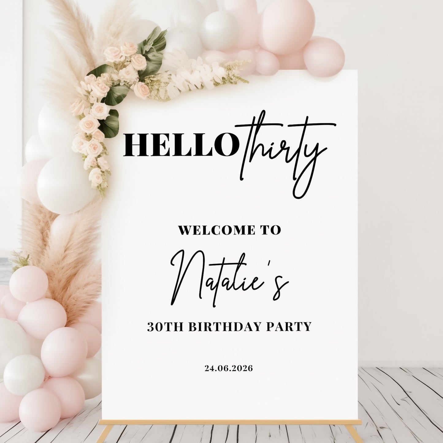 Hello Thirty Birthday Party Sign