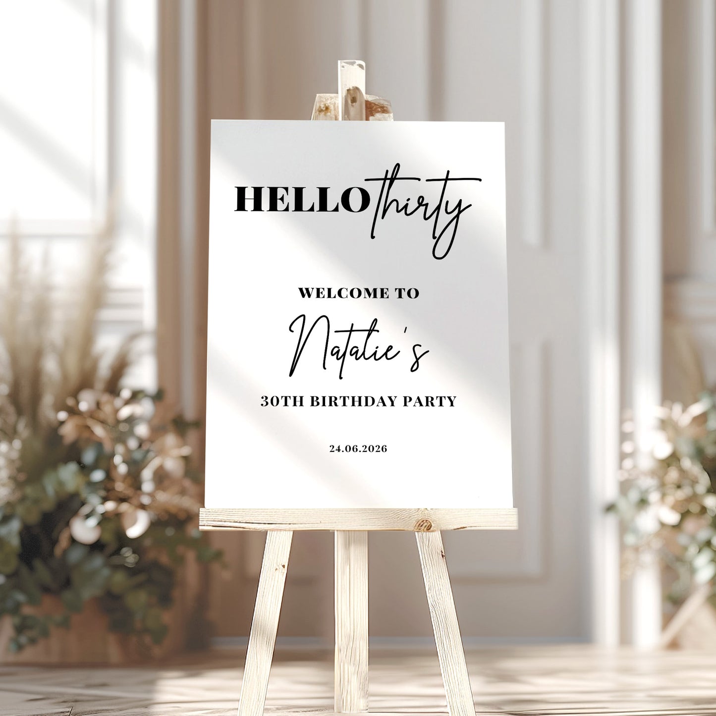 Hello Thirty Birthday Party Sign