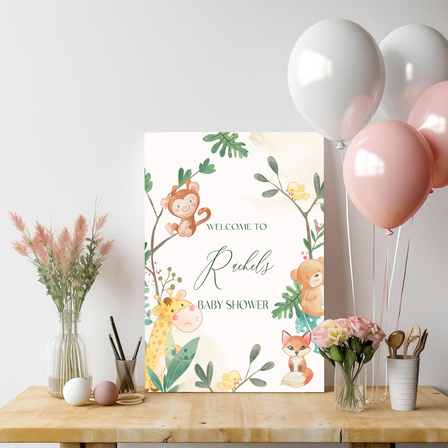 Jungle Animals Baby Shower Sign