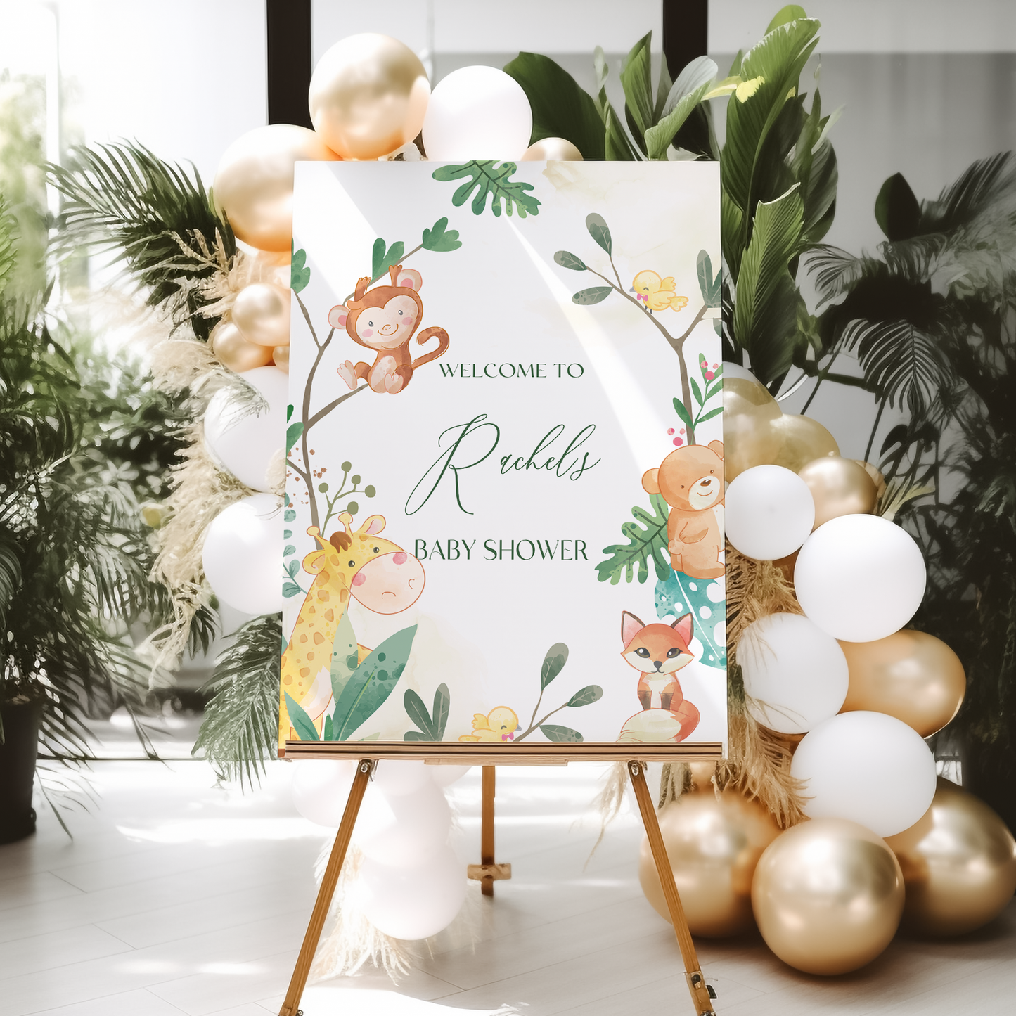 Jungle Animals Baby Shower Sign