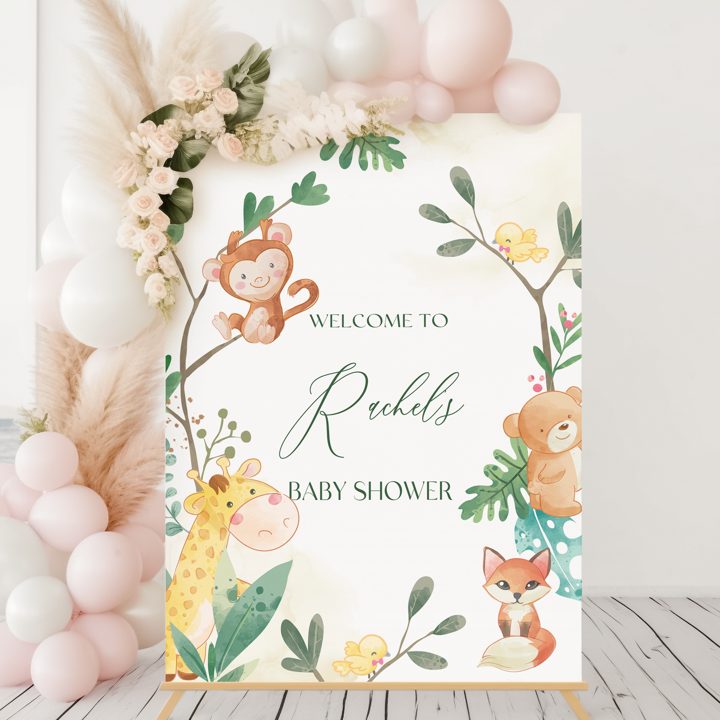 Jungle Animals Baby Shower Sign