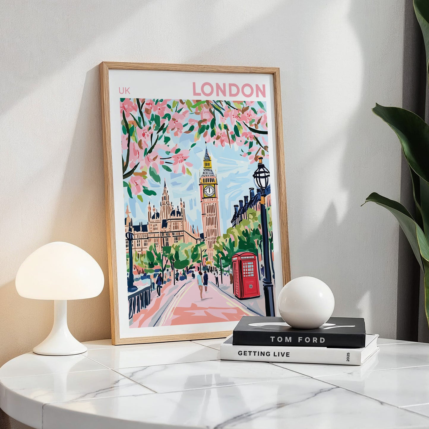 London Big Ben Poster - Pink Blossoms