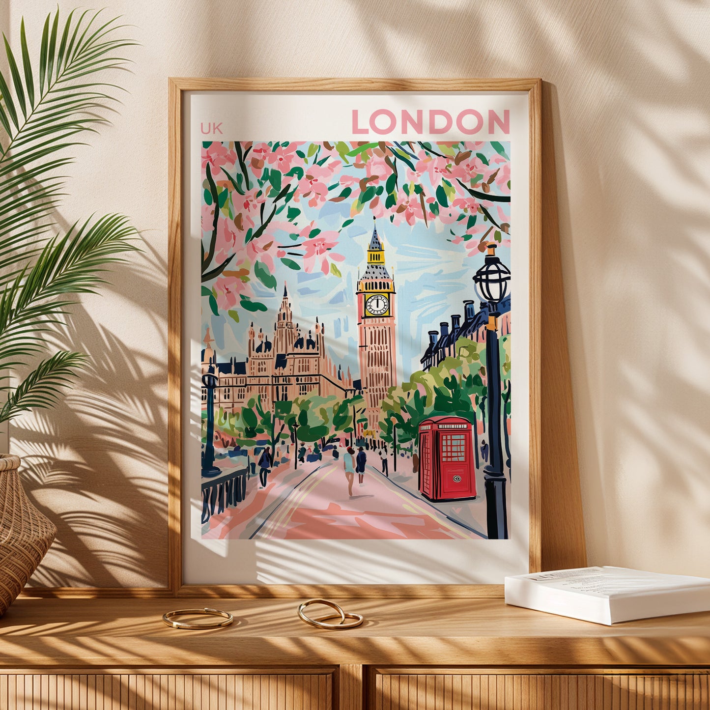 London Big Ben Poster - Pink Blossoms
