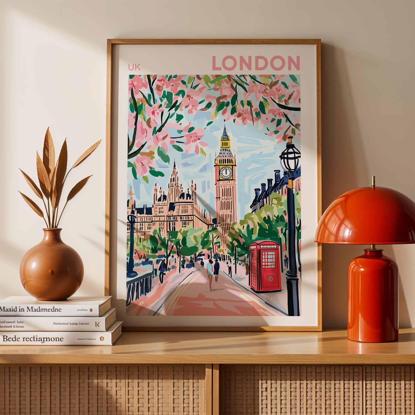 London Big Ben Poster - Pink Blossoms