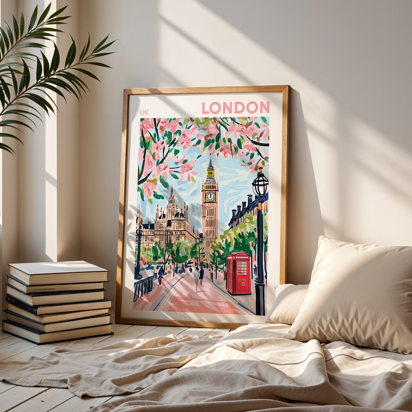 London Big Ben Poster - Pink Blossoms