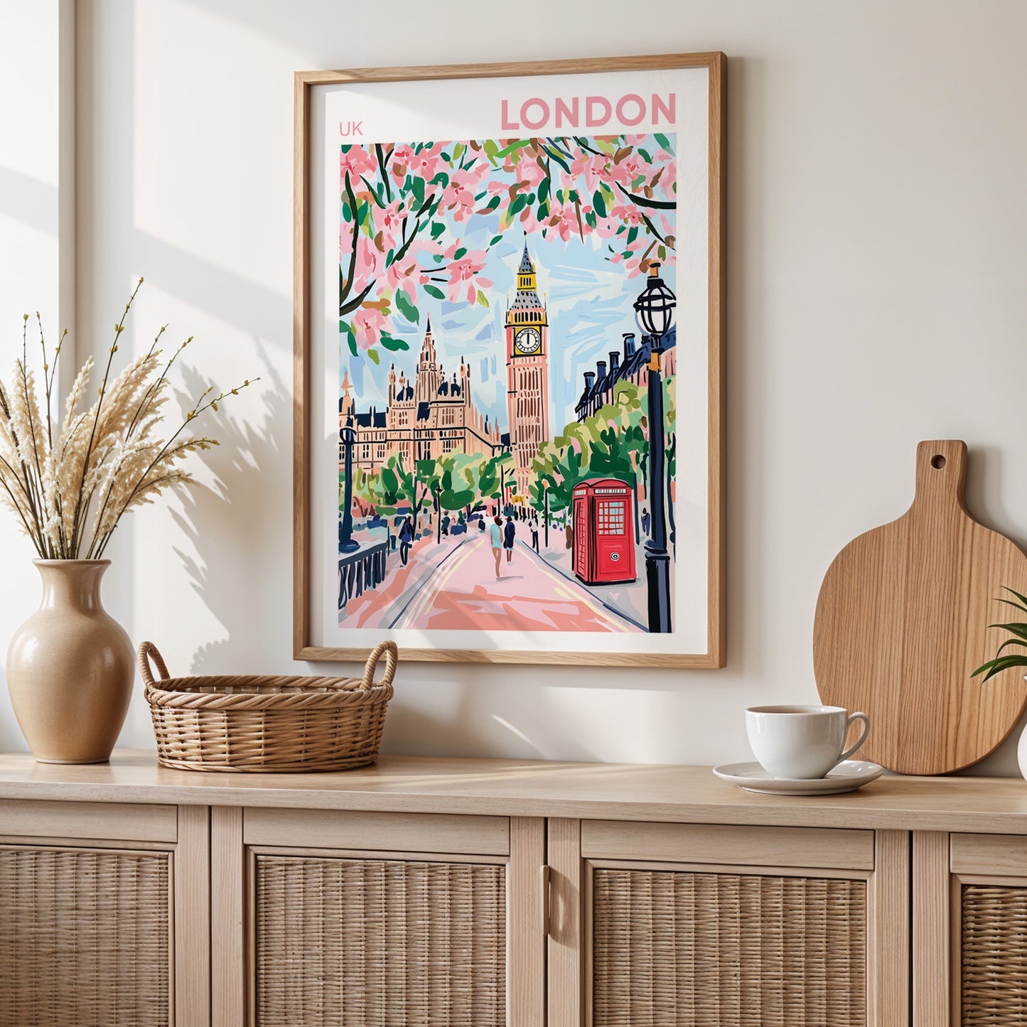 London Big Ben Poster - Pink Blossoms