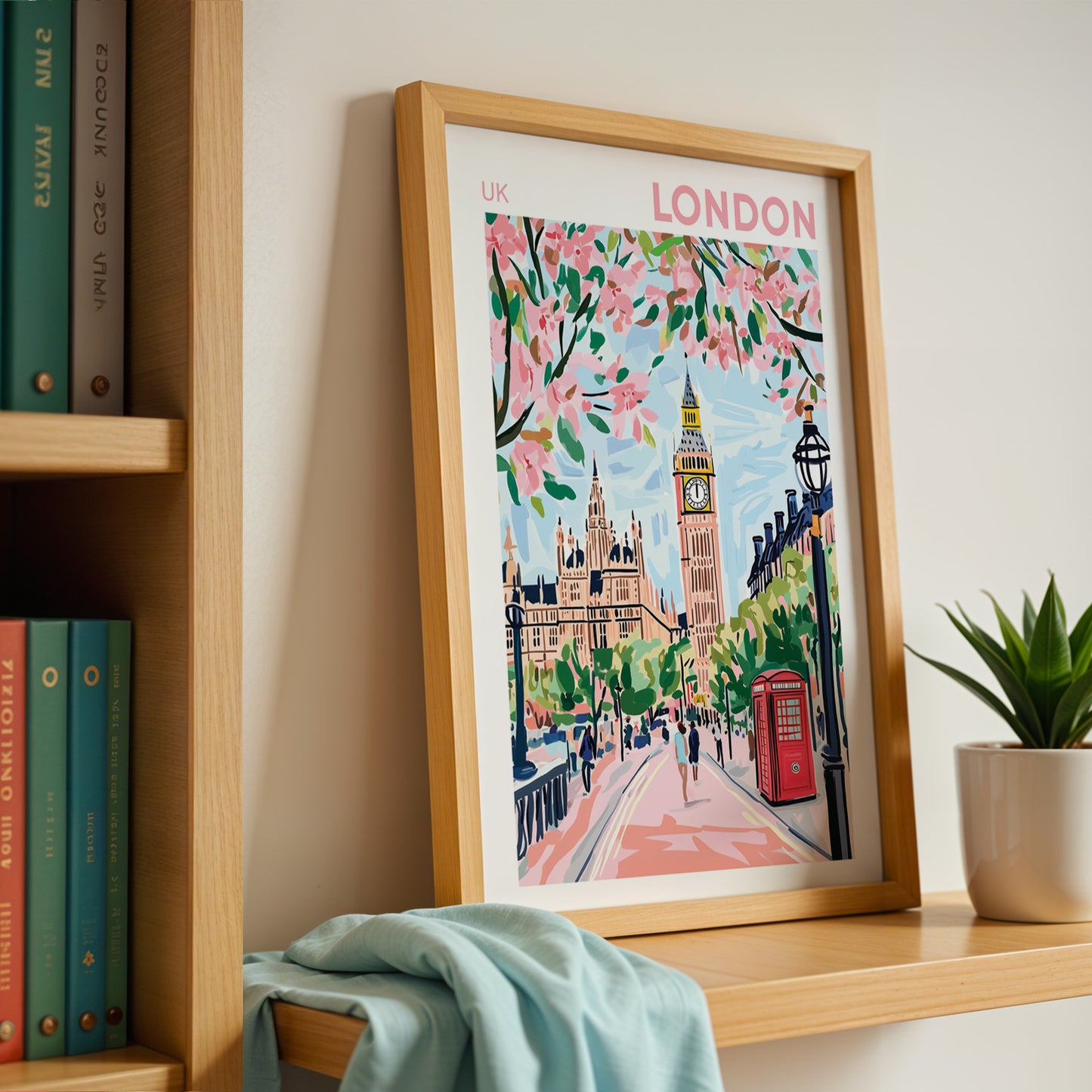 London Big Ben Poster - Pink Blossoms