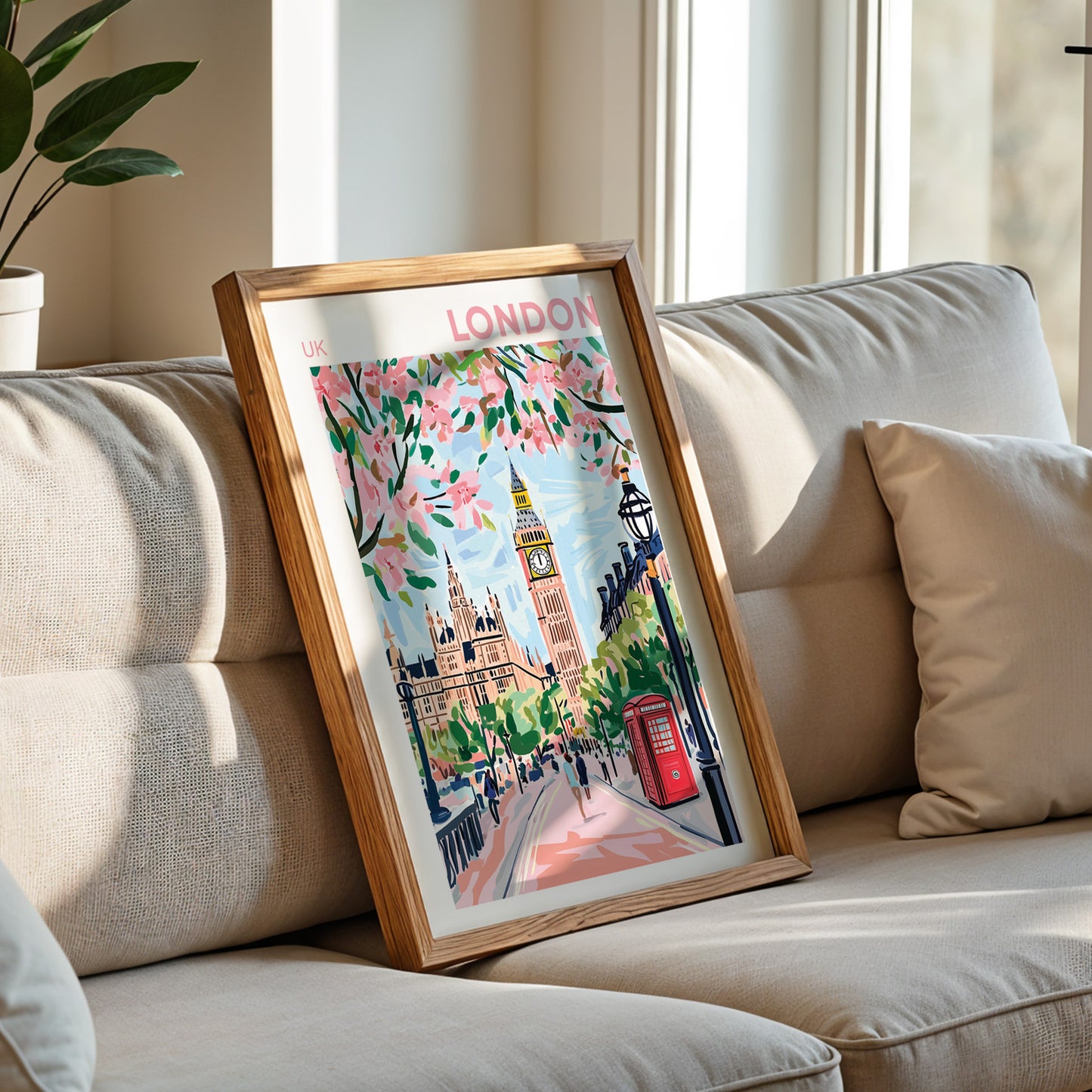 London Big Ben Poster - Pink Blossoms