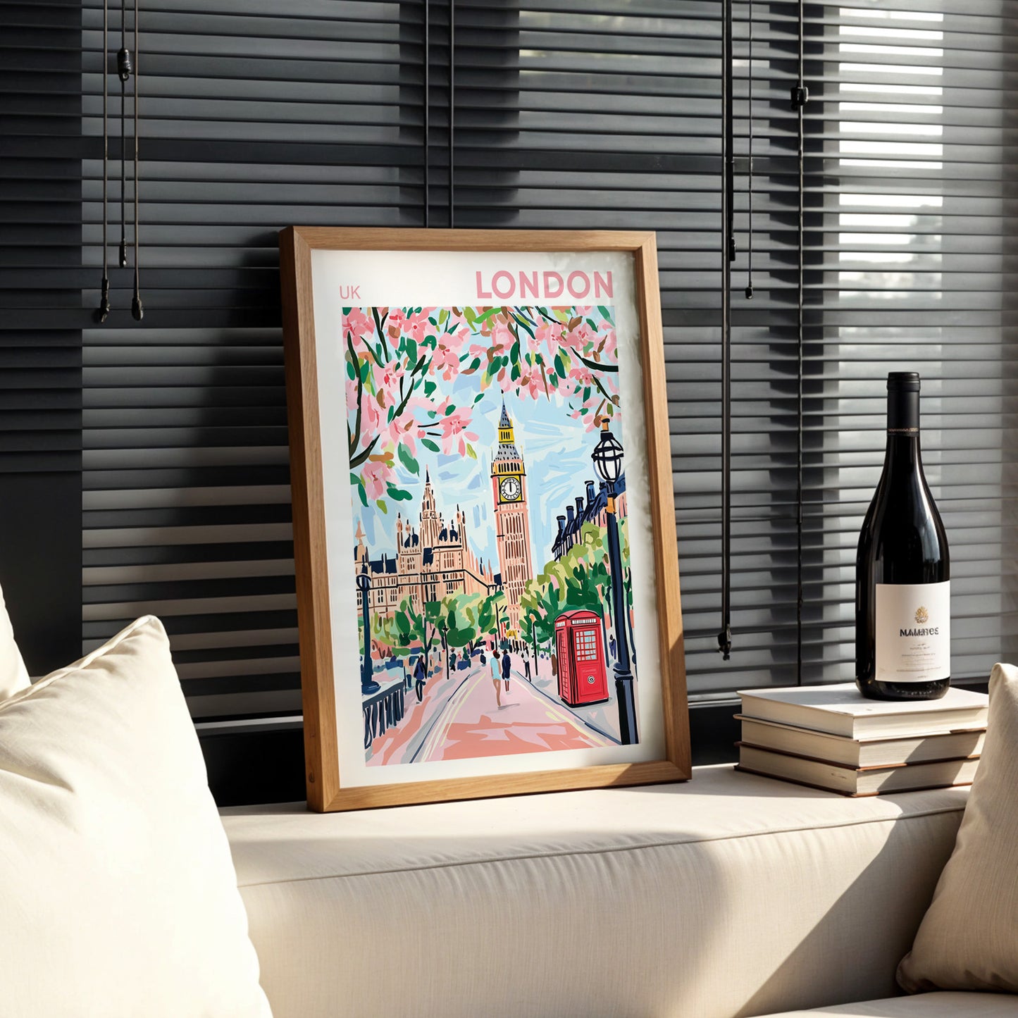 London Big Ben Poster - Pink Blossoms