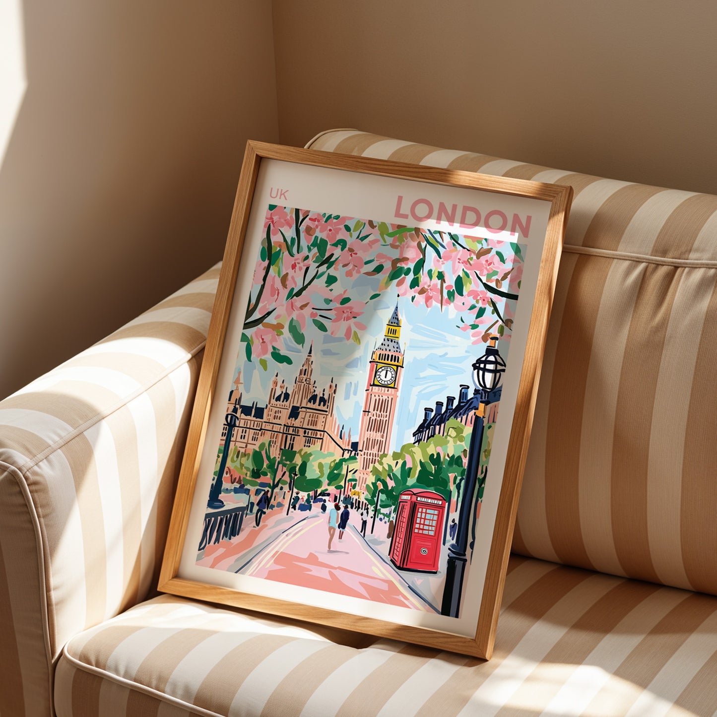 London Big Ben Poster - Pink Blossoms