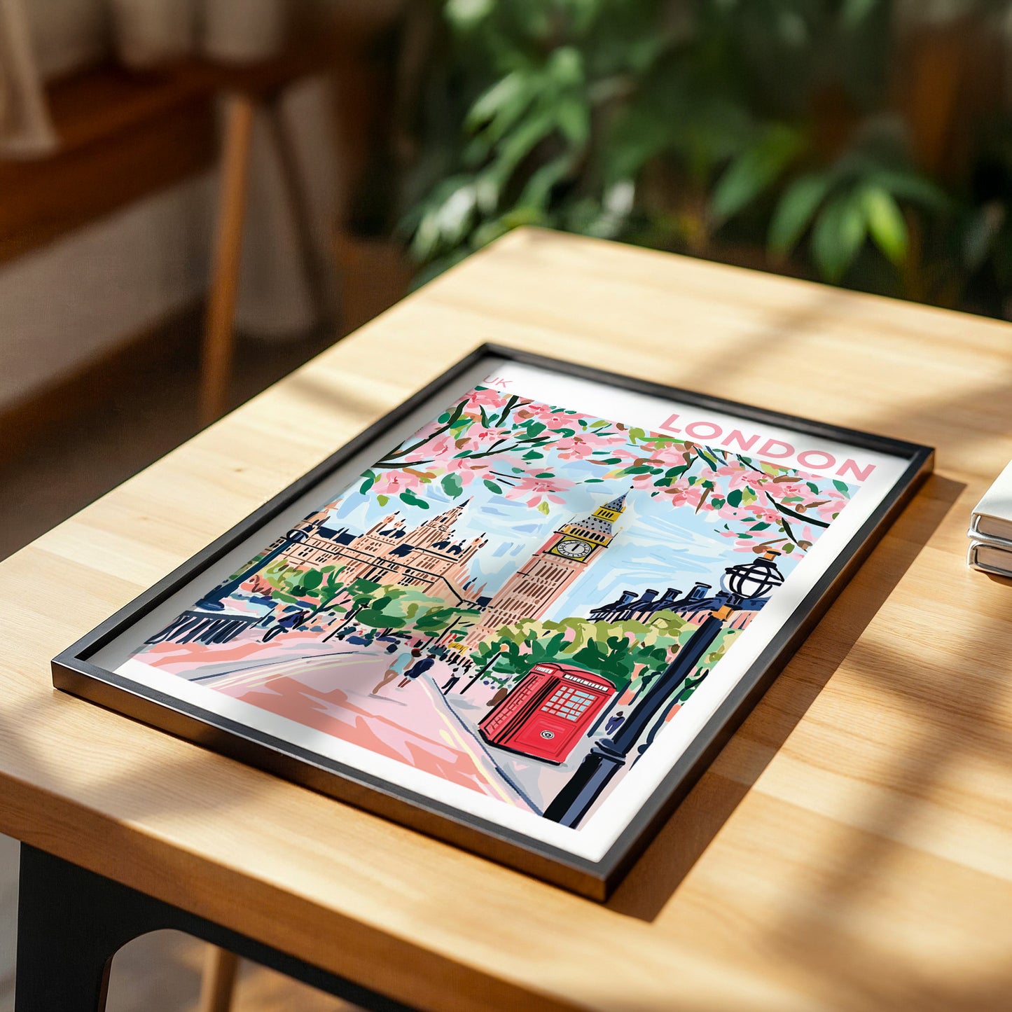 London Big Ben Poster - Pink Blossoms