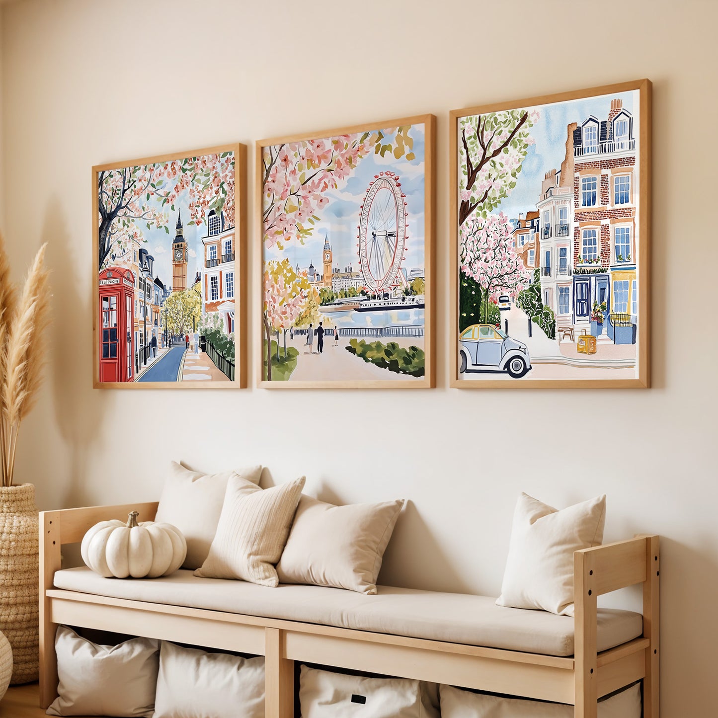 Set Of Three London Posters - Big Ben, London Eye, Notting Hill