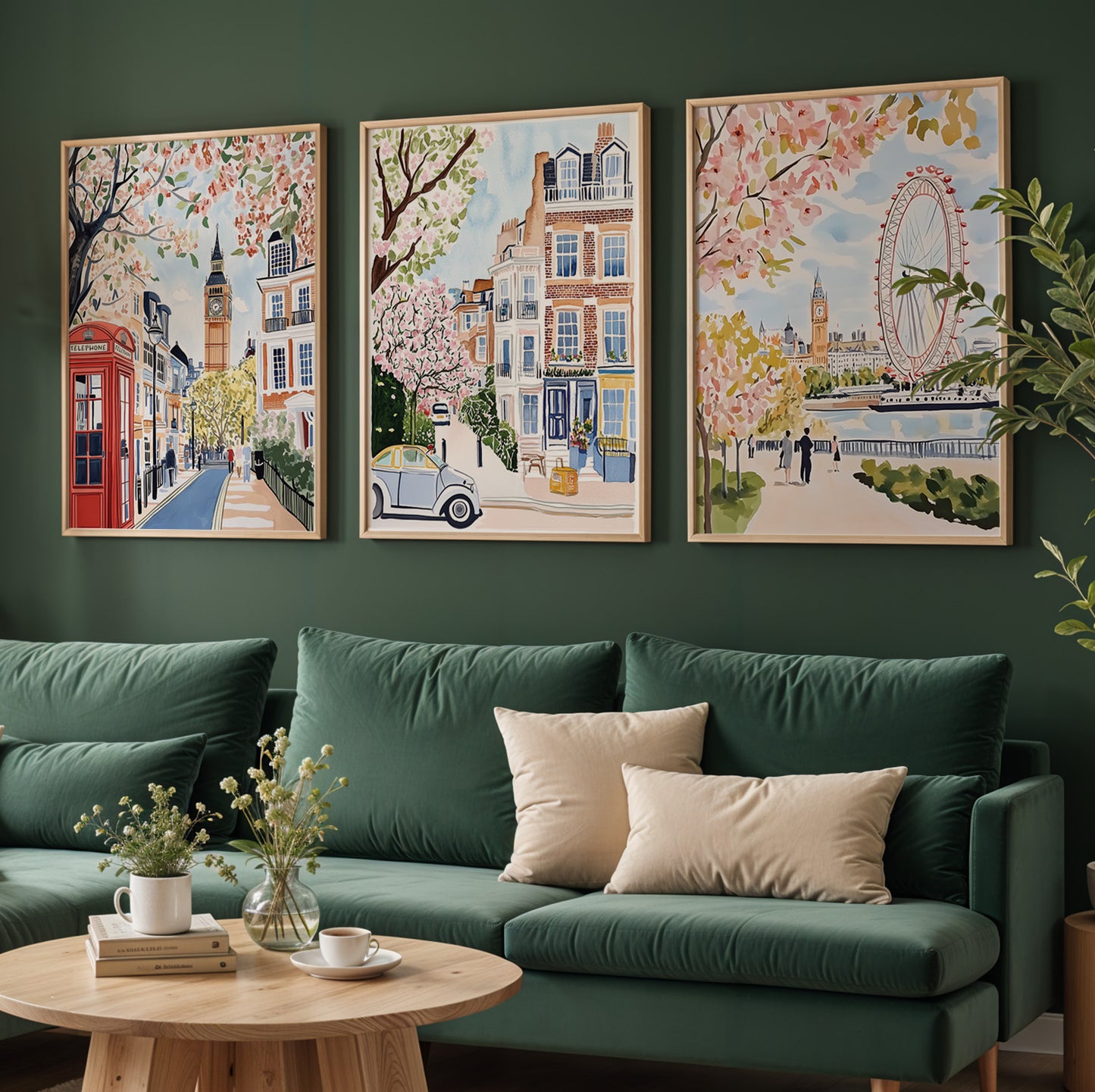 Set Of Three London Posters - Big Ben, London Eye, Notting Hill