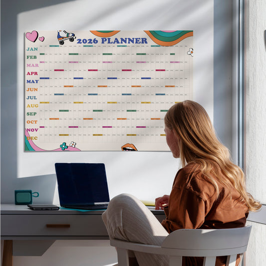 2026 A1 Wall Calendar - Retro Design | UK Made