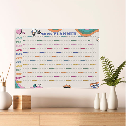 2026 A1 Wall Calendar - Retro Design | UK Made