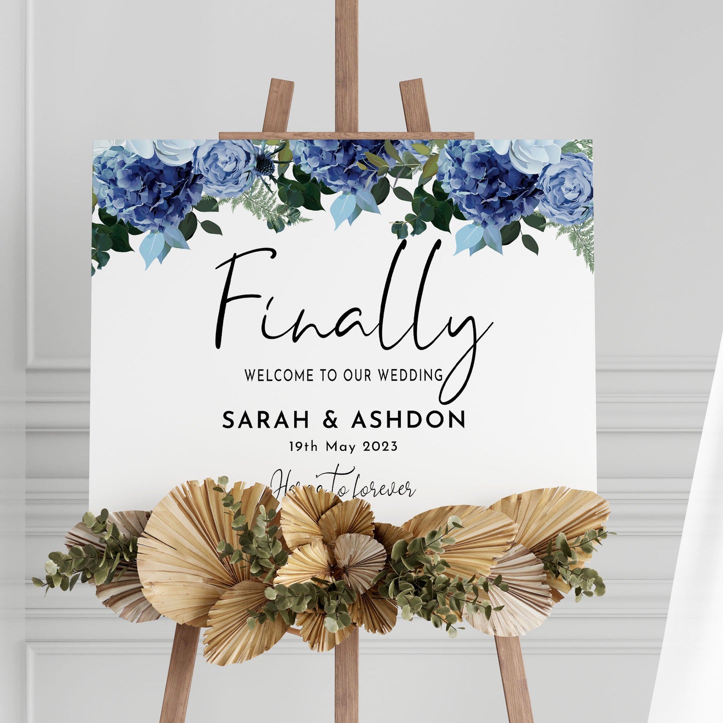 Navy & White Finally Married Wedding Welcome Sign