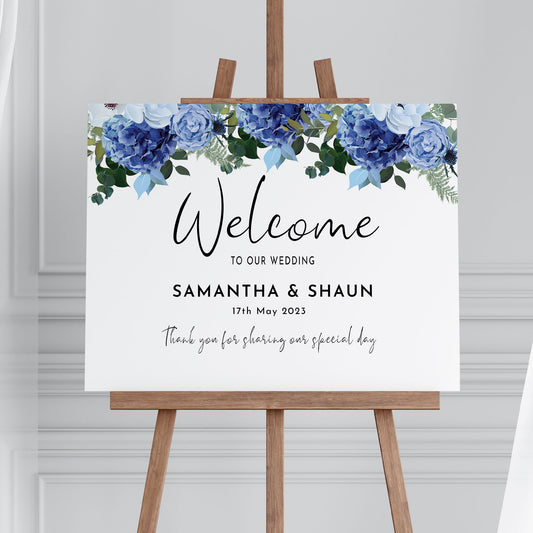 Navy & White Wedding Welcome Sign