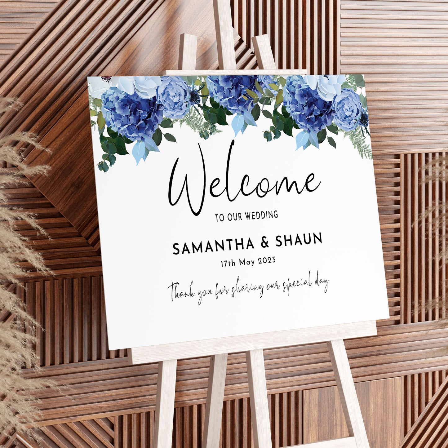 Navy & White Wedding Welcome Sign