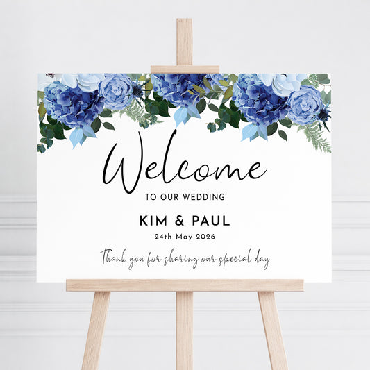 Navy & White Wedding Welcome Sign