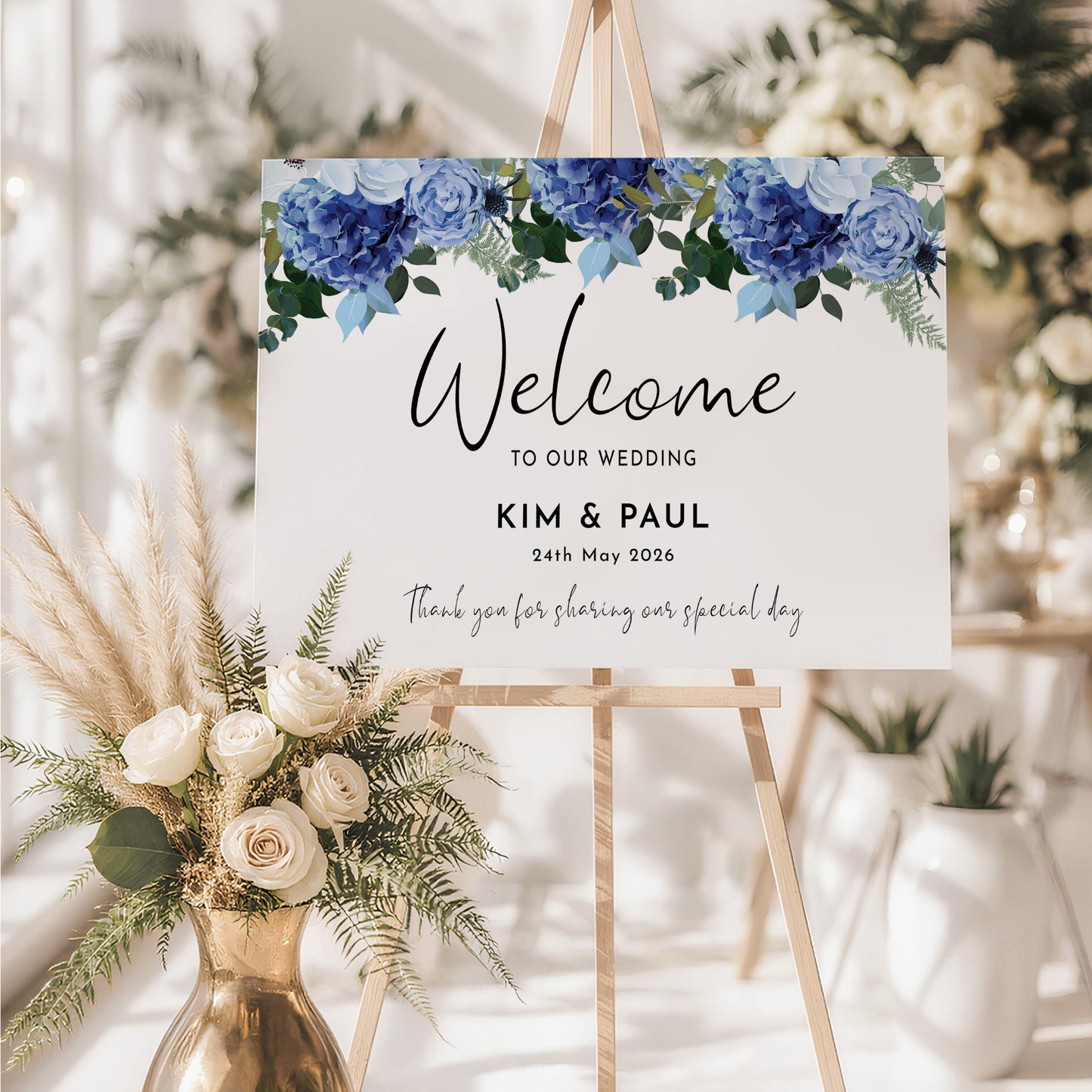 Navy & White Wedding Welcome Sign
