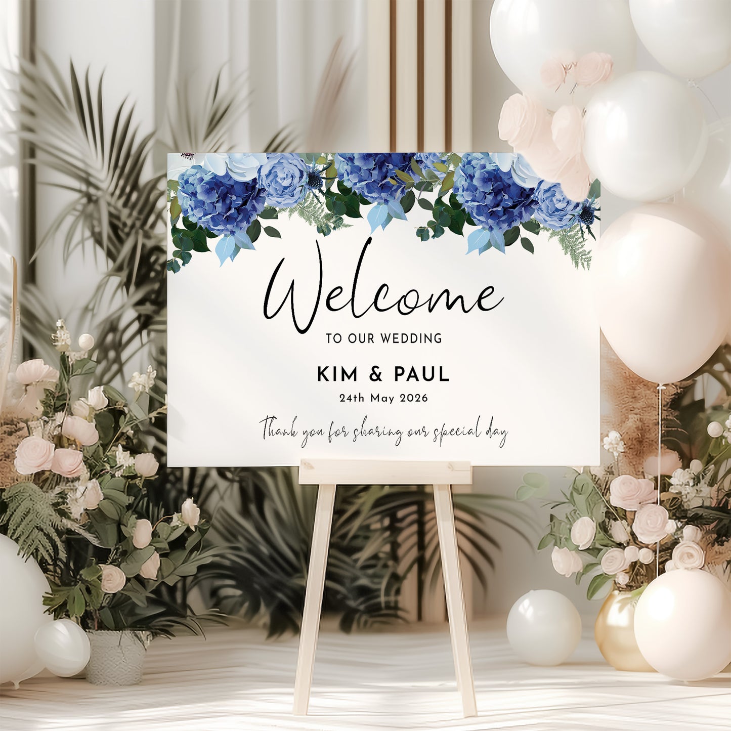 Navy & White Wedding Welcome Sign