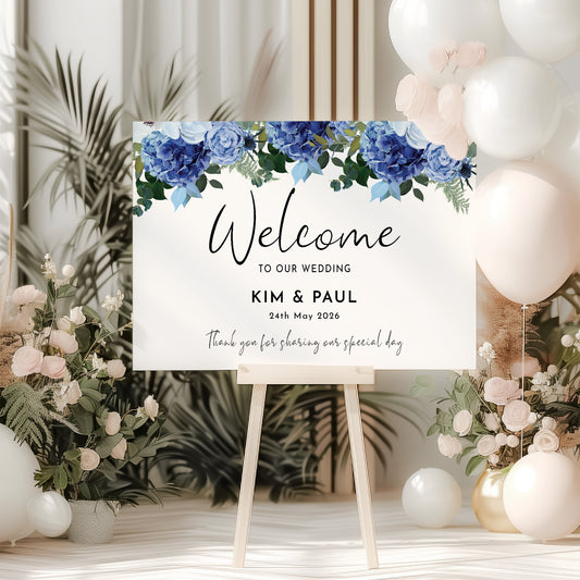 Navy & White Wedding Welcome Sign