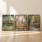 Set Of Three New York City Posters - Taxi, Central Park And Book Shop