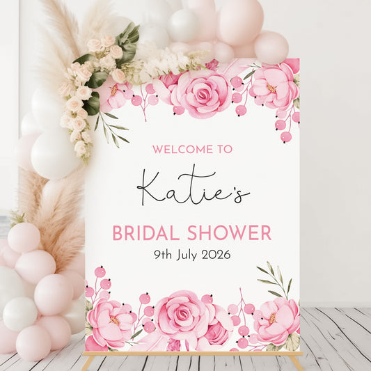 Pink Floral Bridal Shower Sign