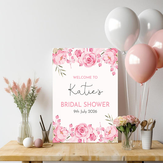 Pink Floral Bridal Shower Sign