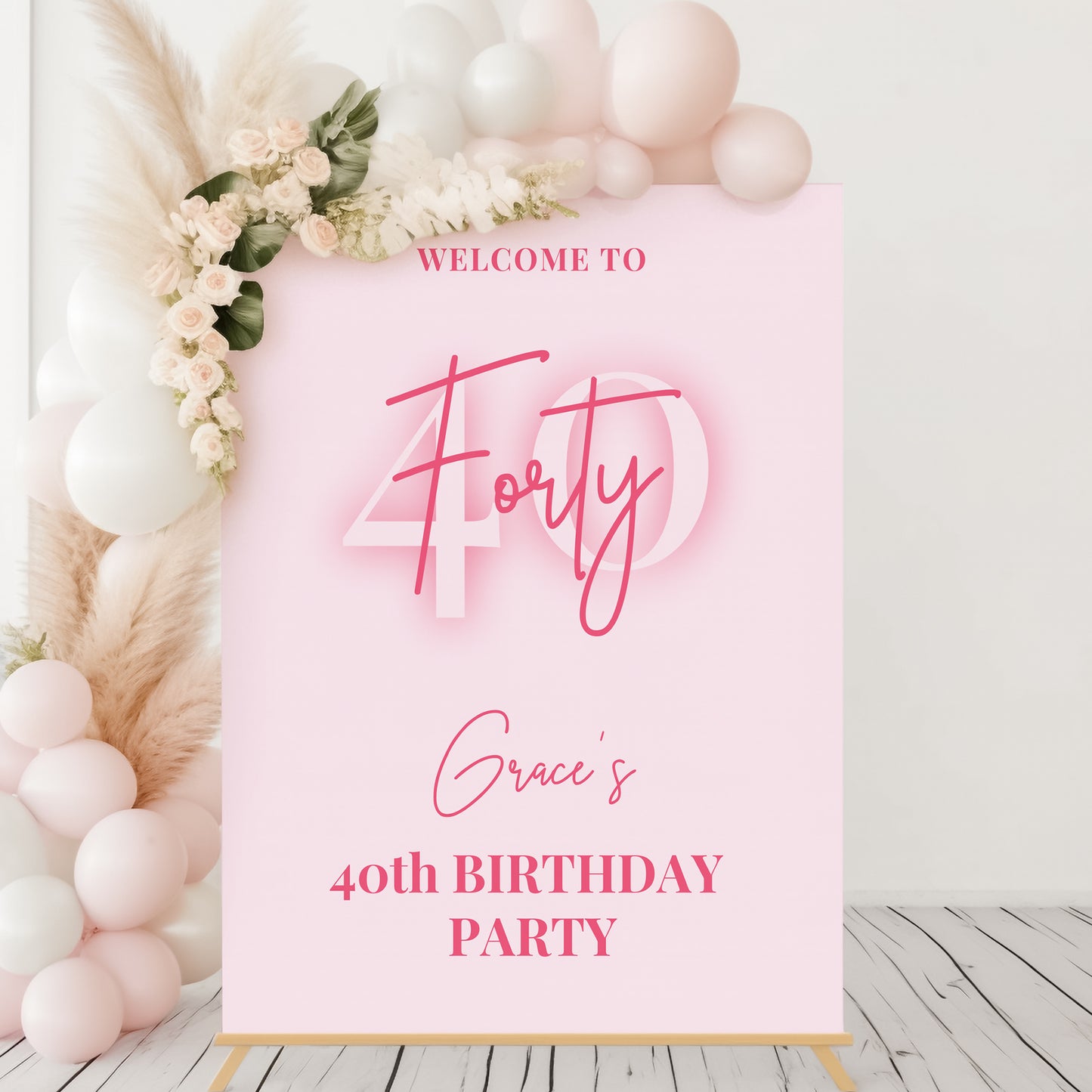 Neon Pink Birthday Party Welcome Sign - Any Age