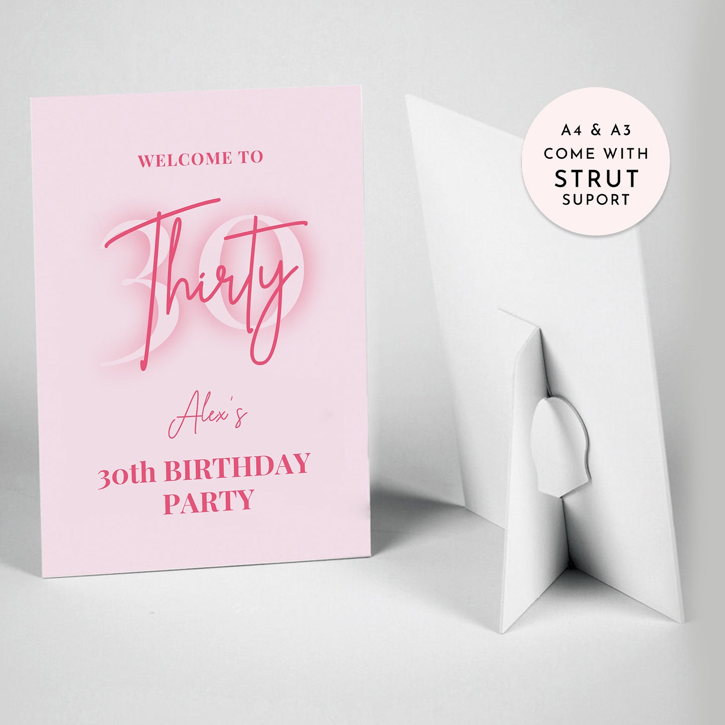 Neon Pink Birthday Party Welcome Sign - Any Age