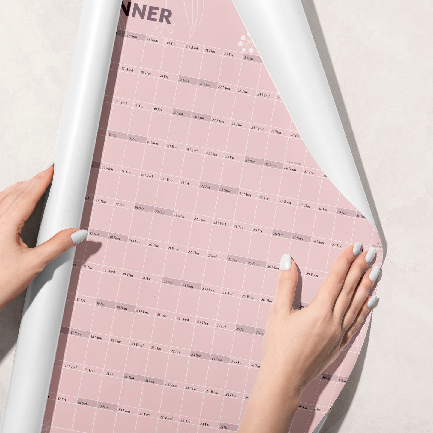 2027 Pink Wall Calendar A1 - Jan-Dec 2027