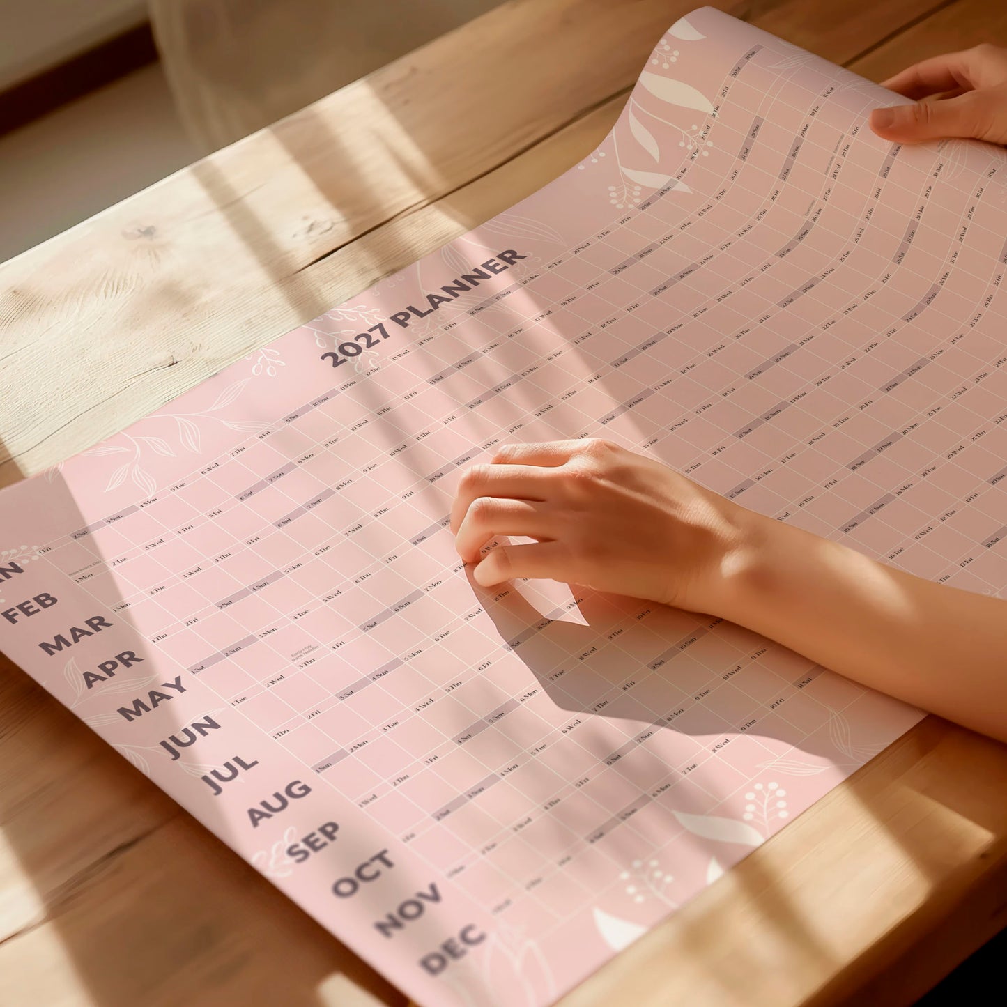 2027 Pink Wall Calendar A1 - Jan-Dec 2027