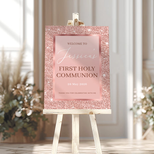 Rose Gold Holy Communion Welcome Sign