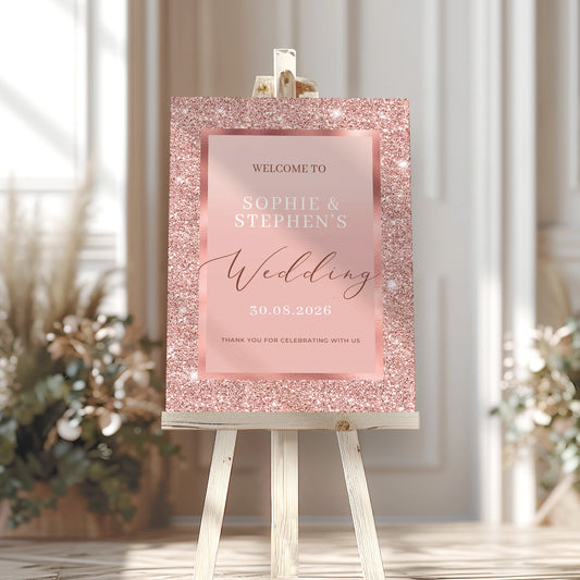 Rose Gold Wedding Welcome Sign