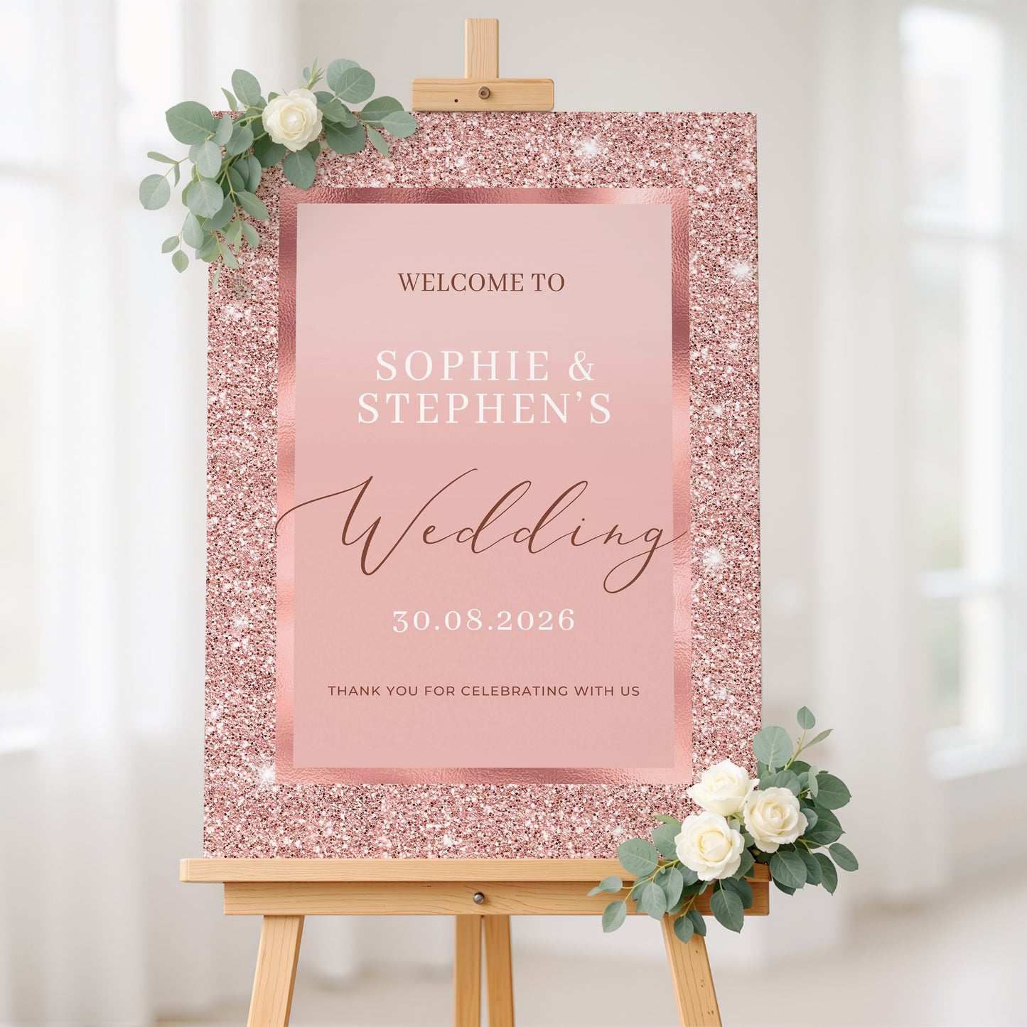 Rose Gold Wedding Welcome Sign