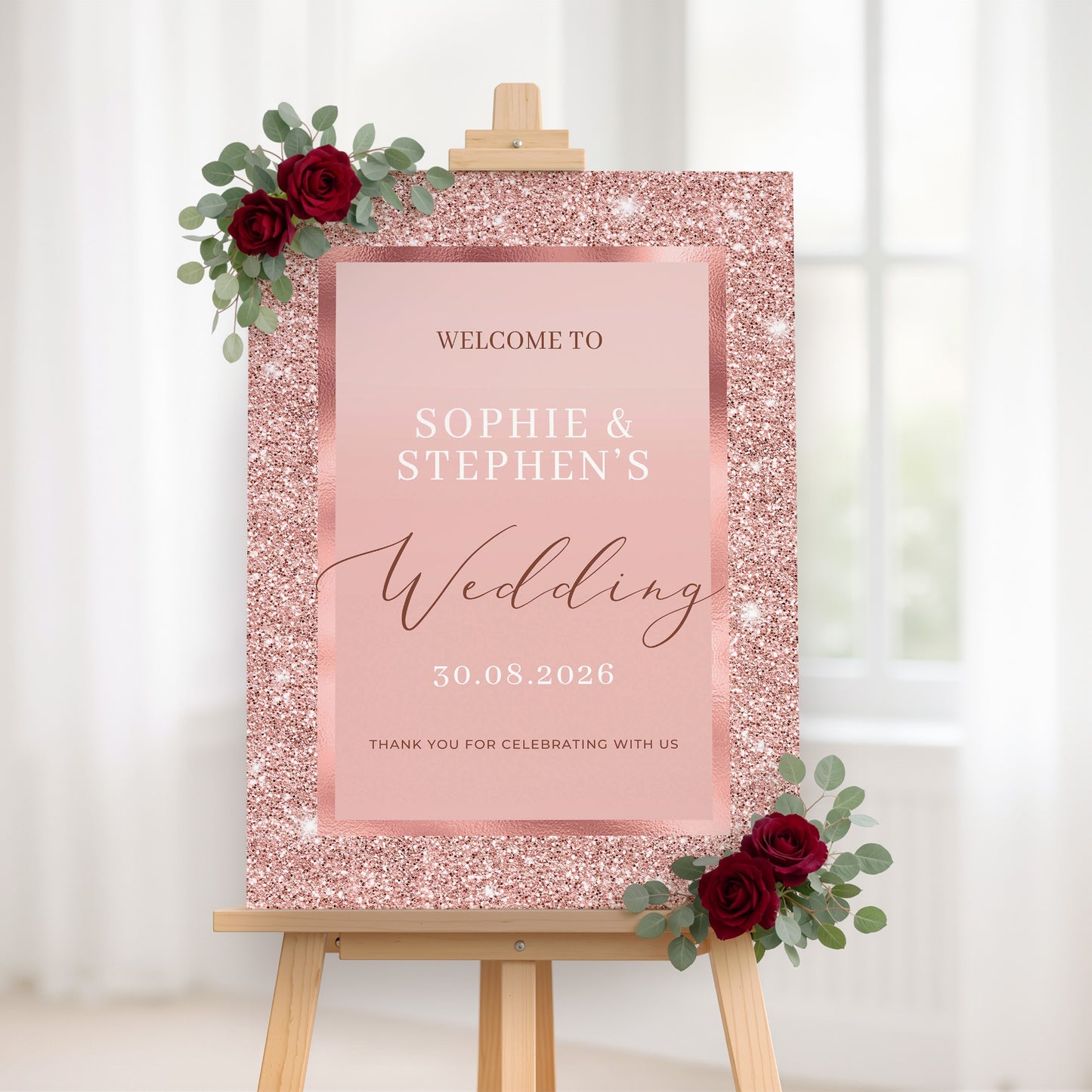 Rose Gold Wedding Welcome Sign