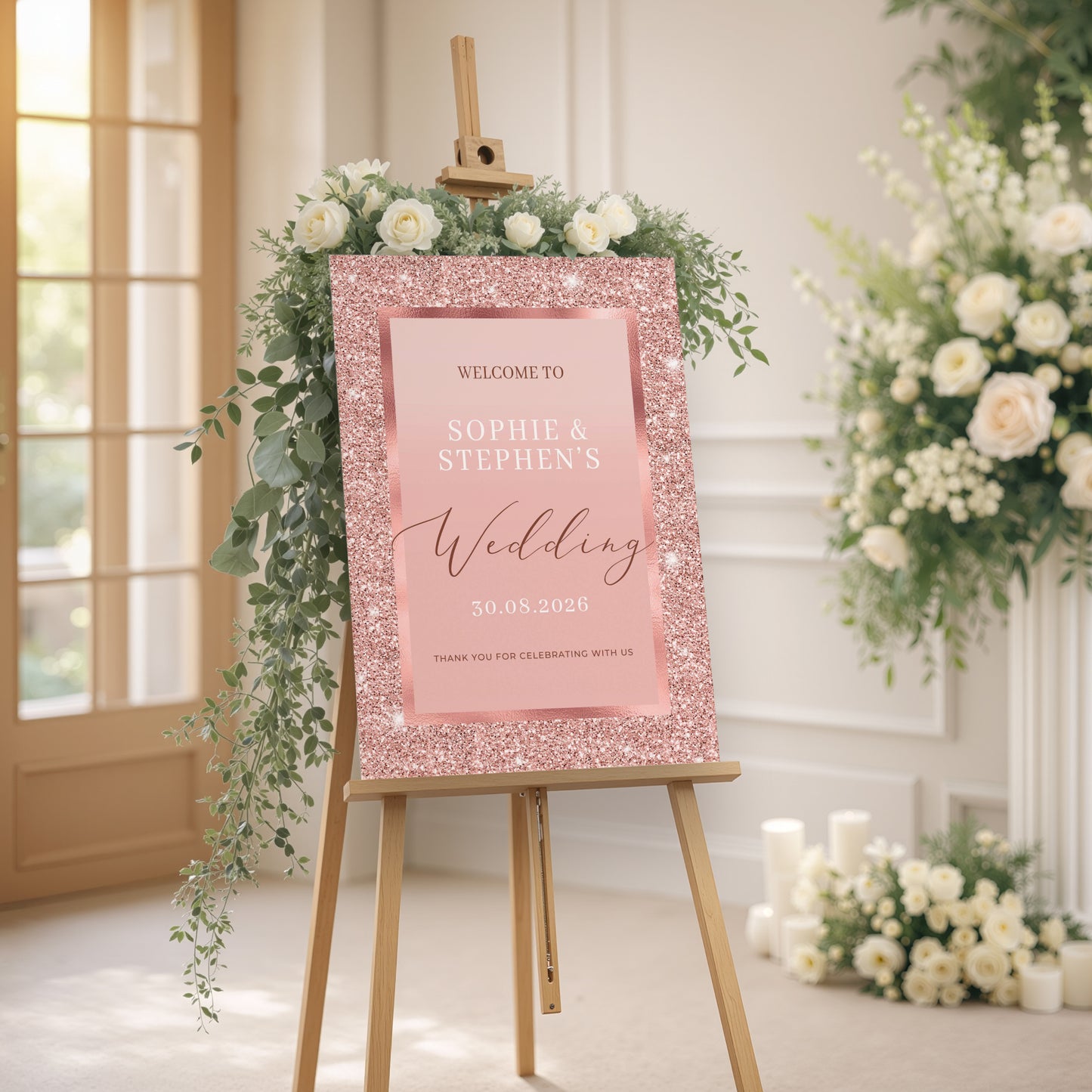 Rose Gold Wedding Welcome Sign
