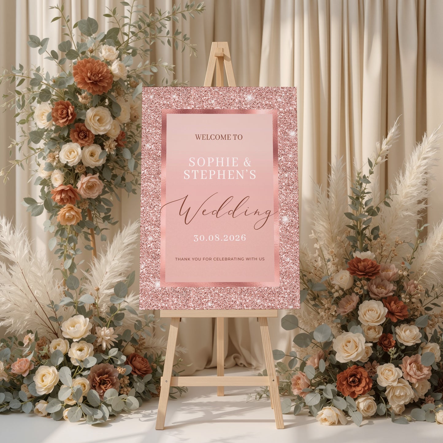 Rose Gold Wedding Welcome Sign