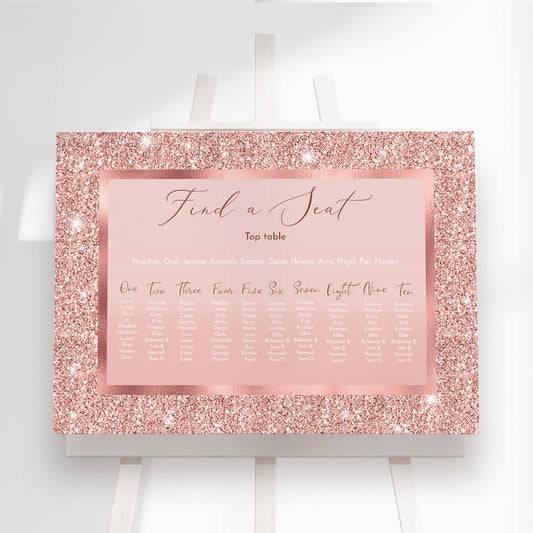 Rose Gold Wedding Seating Plan Sign