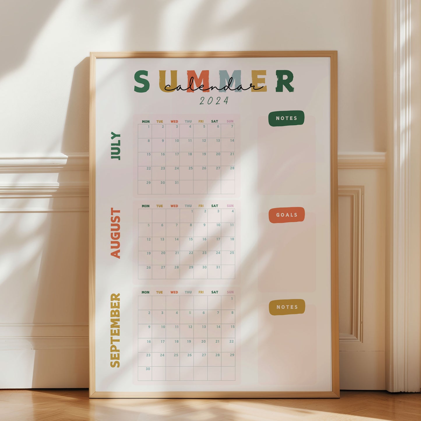 Summer Holiday Wall Calendar