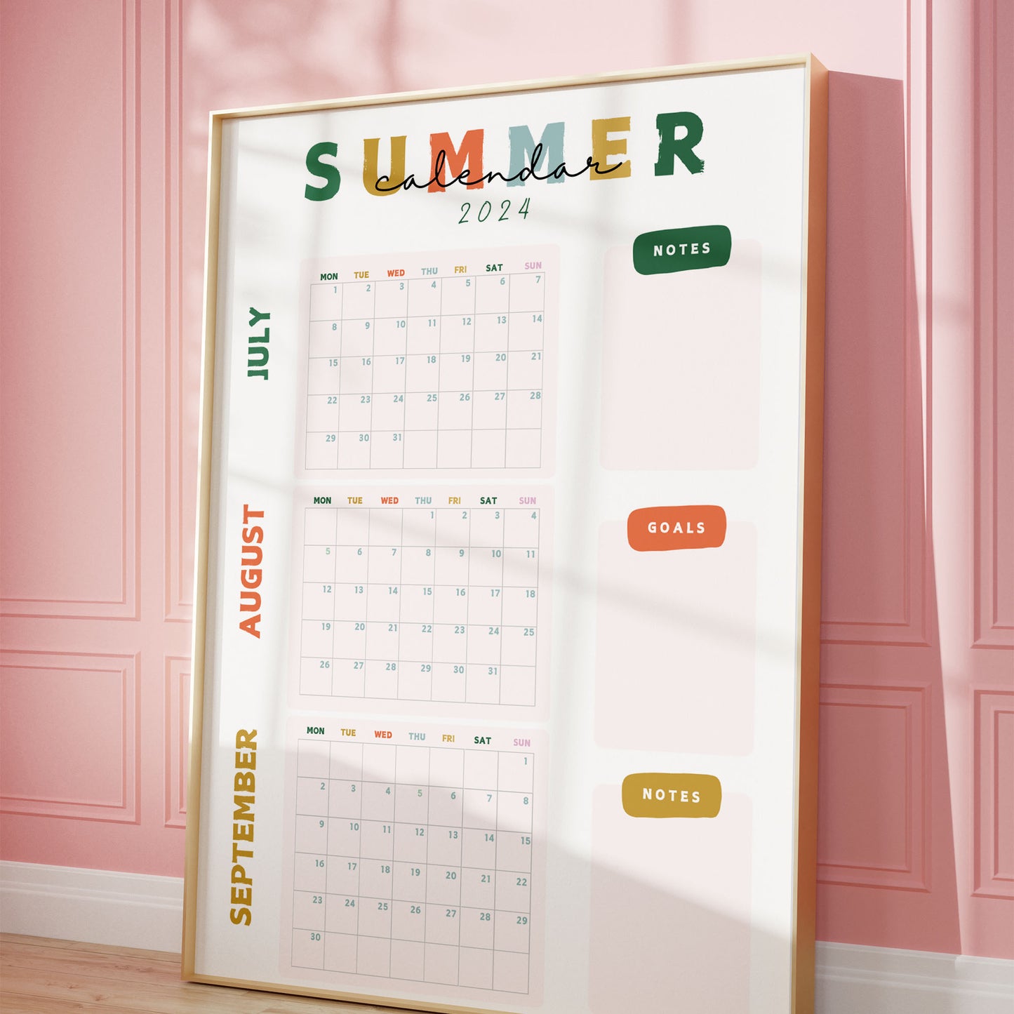 Summer Holiday Wall Calendar