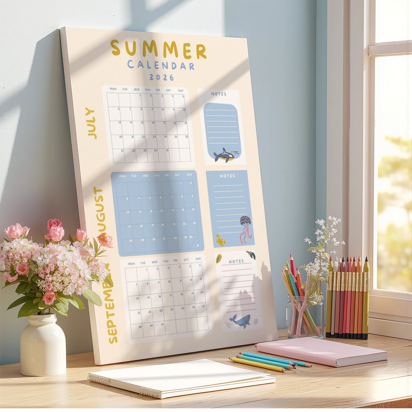 Pastel Blue Summer Holiday Planner