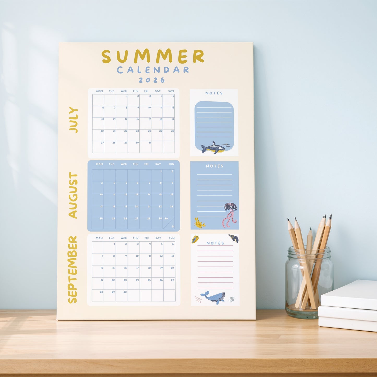 Pastel Blue Summer Holiday Planner