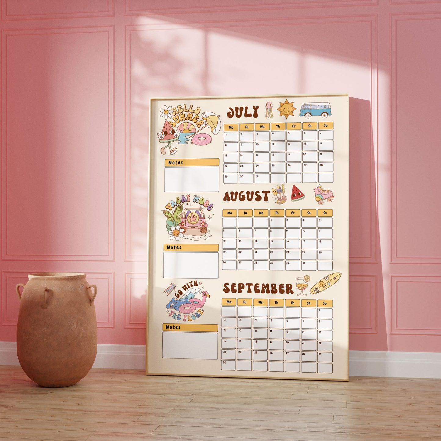 Retro Summer Wall Planner