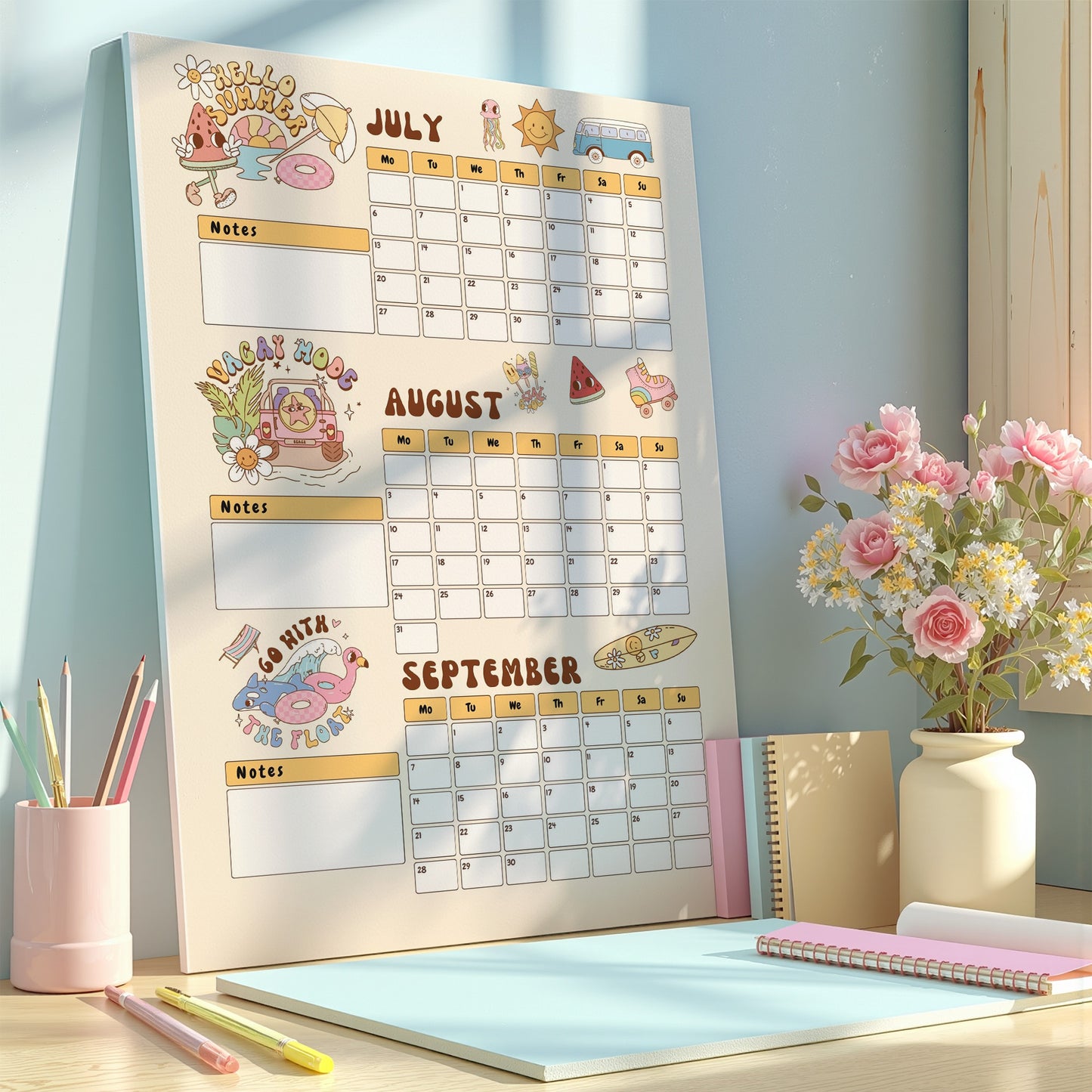 Retro Summer Wall Planner