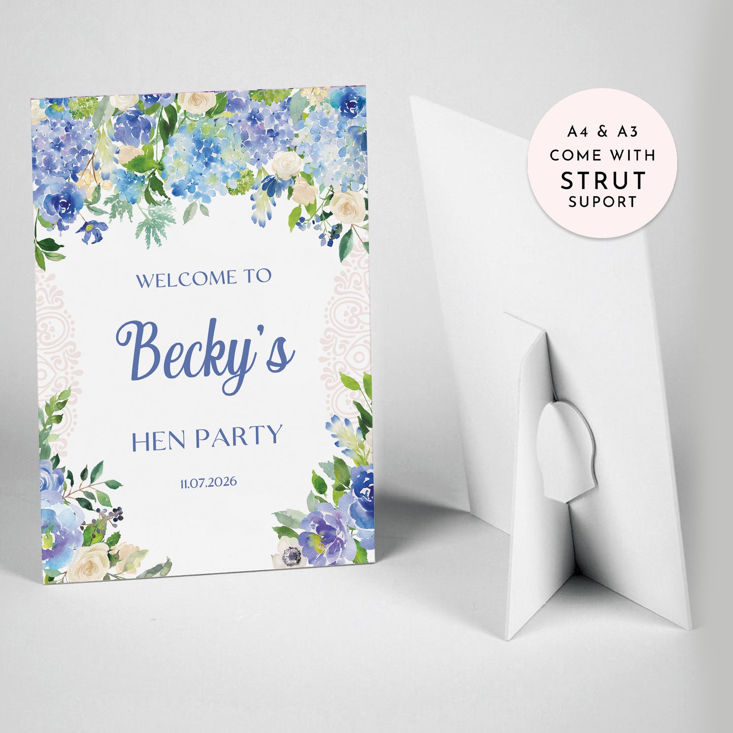 Light Blue Floral Hen Party Welcome Sign