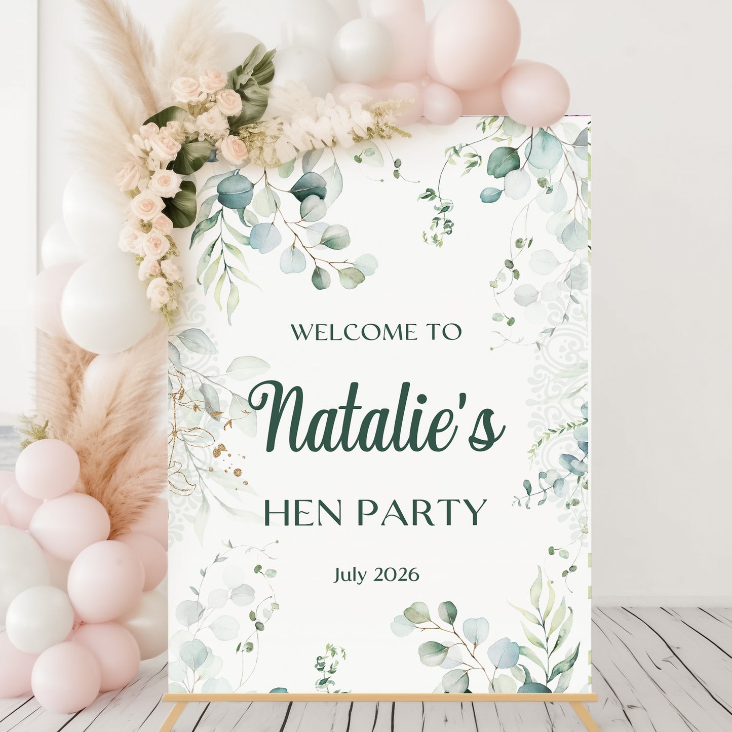 Eucalyptus Hen Party Welcome Sign