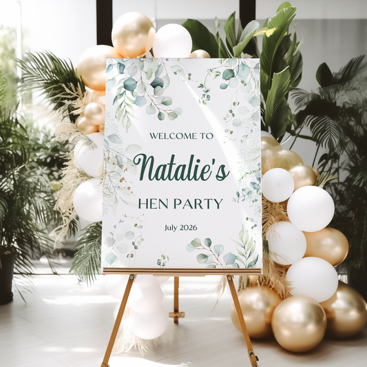 Eucalyptus Hen Party Welcome Sign