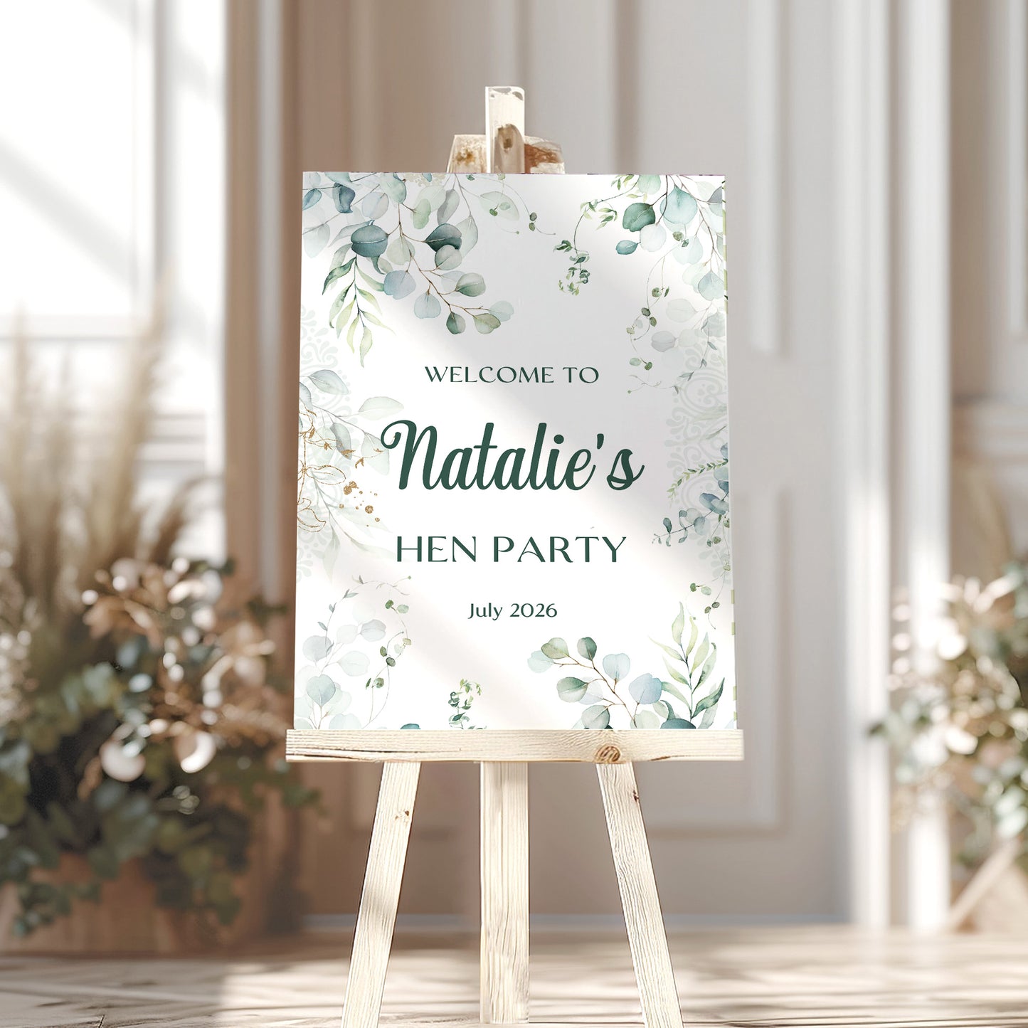 Eucalyptus Hen Party Welcome Sign